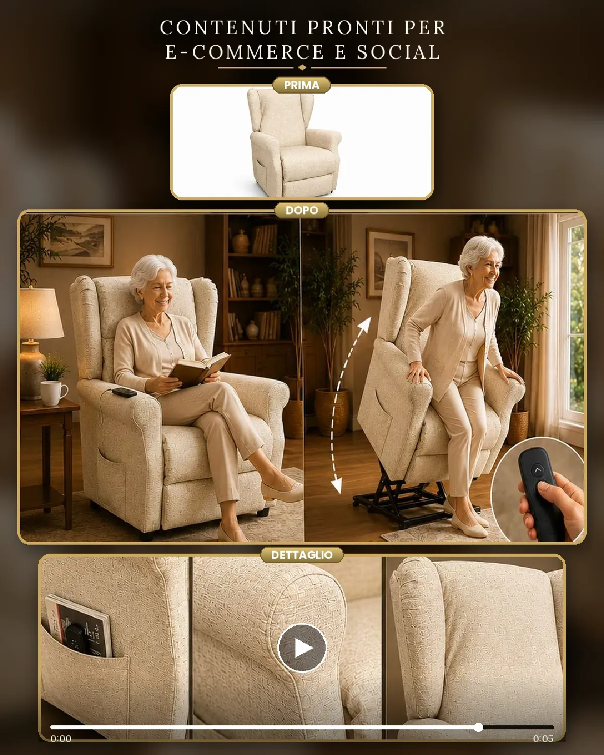 Immagine lifestyle di arredamento poltrona relax per e-commerce e social | CS Creation