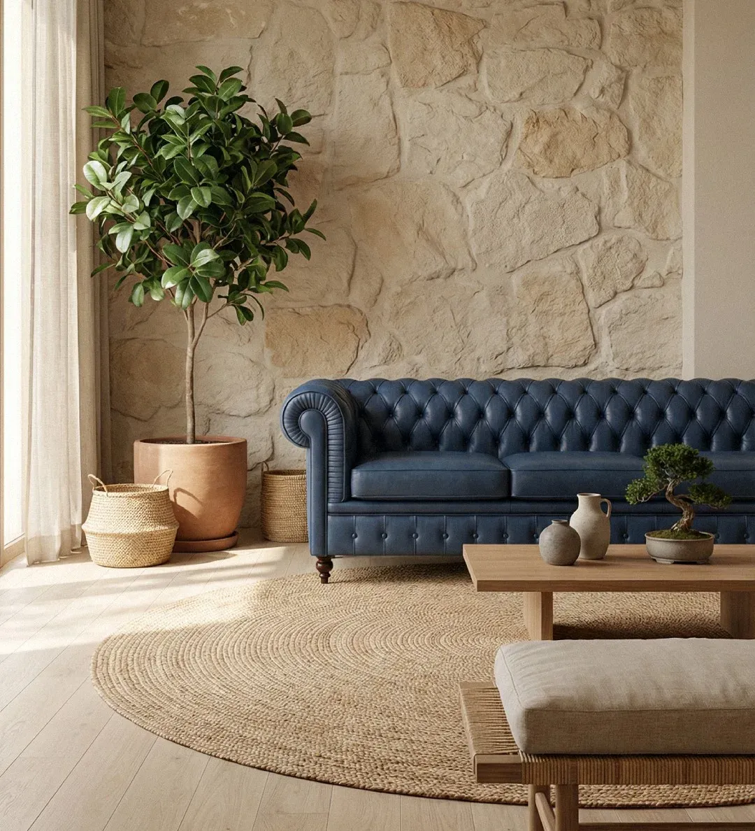 Divano componibile in living luminoso e moderno