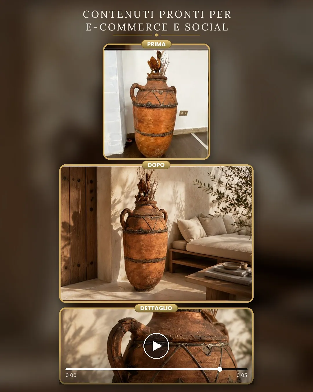 Vaso in ceramica terracotta come complemento d'arredo