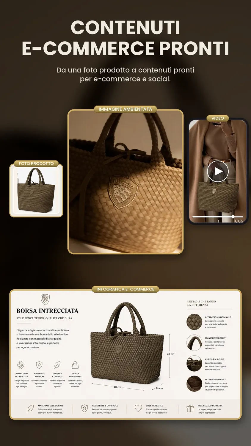 Immagine prodotto di borsa intrecciata per borse e accessori | CS Creation